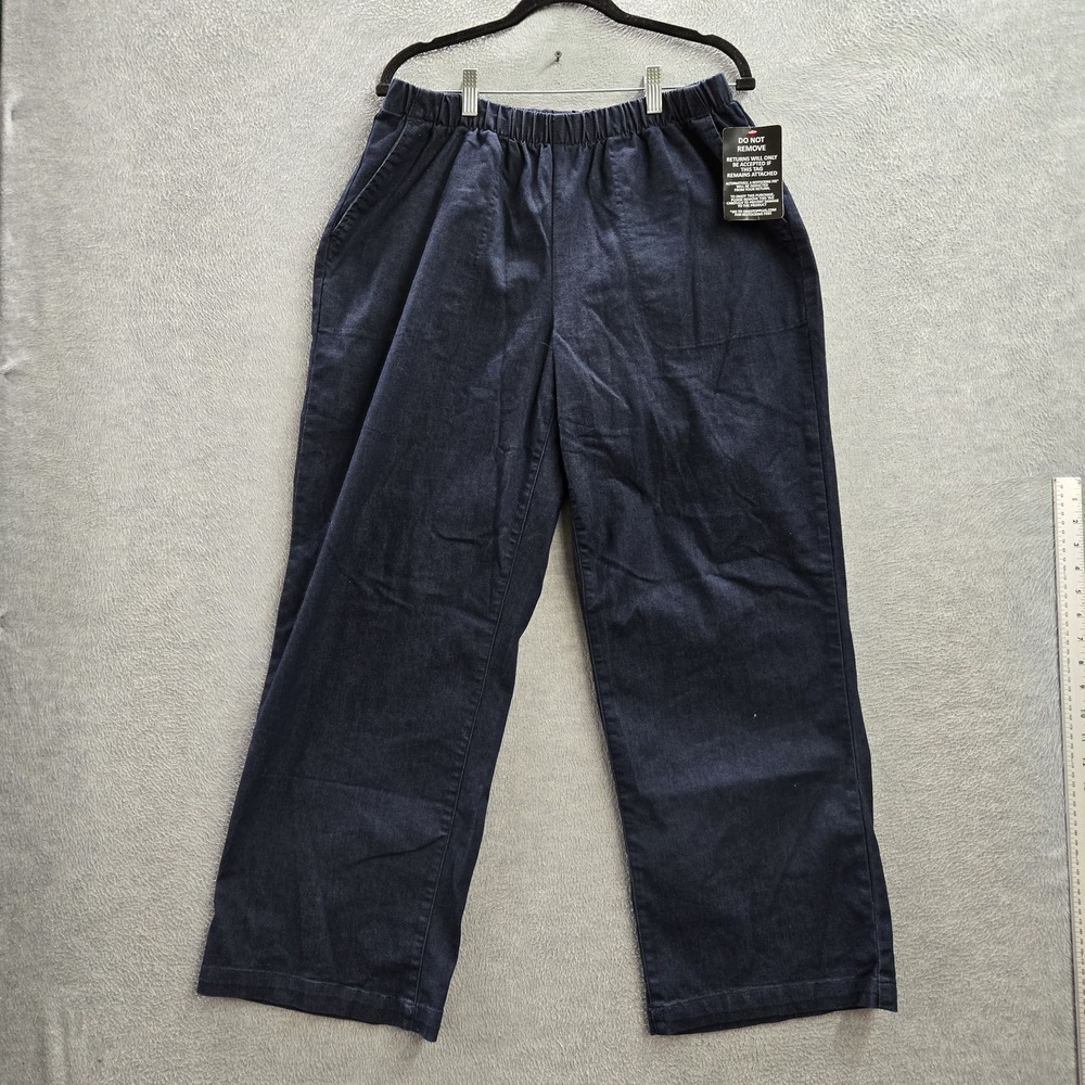 Woman Within Women Pants 18W Dark Blue Wide-Leg Relaxed 28" Inseam NWT‎